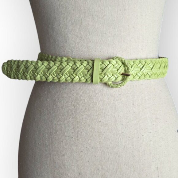 Talbots Light Green Genuine Leather Braided Belt S NWOT - Picture 4 of 8